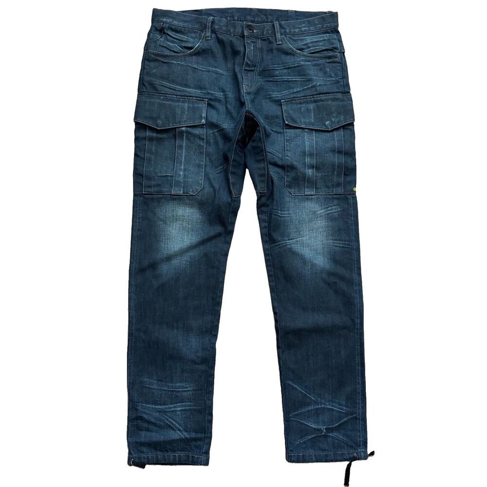 Armani Exchange AX Jeans Coated Cargo Utility Selvedge Denim Mens Size 36 Rare